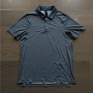 Lululemon Logo Sport Polo Shirt Men’s Small Gray Striped Pattern